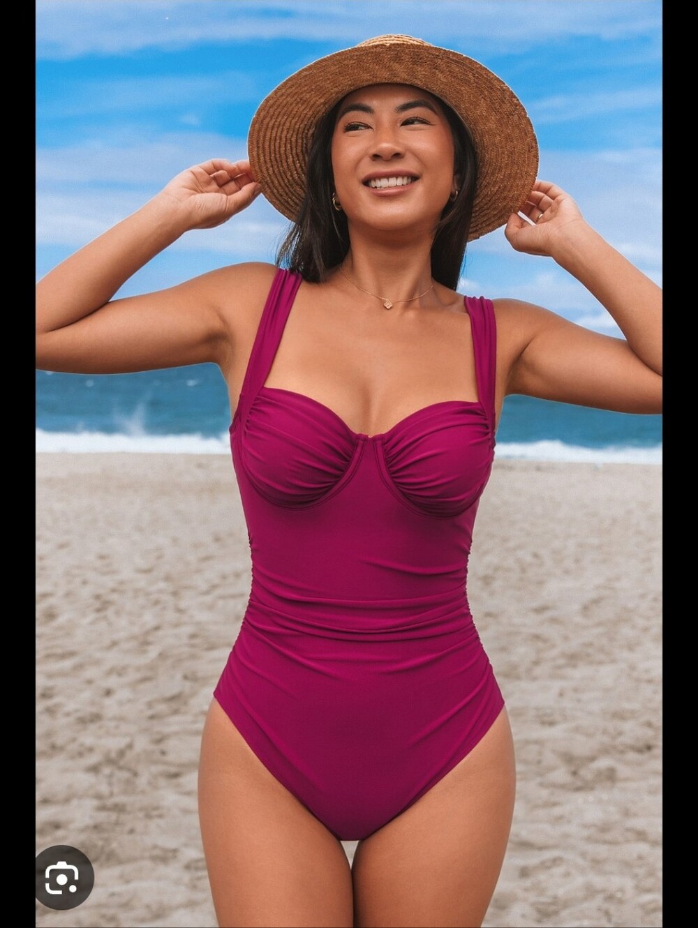 🚨 New Magenta One-Piece Swimsuit with Supportive Underwire